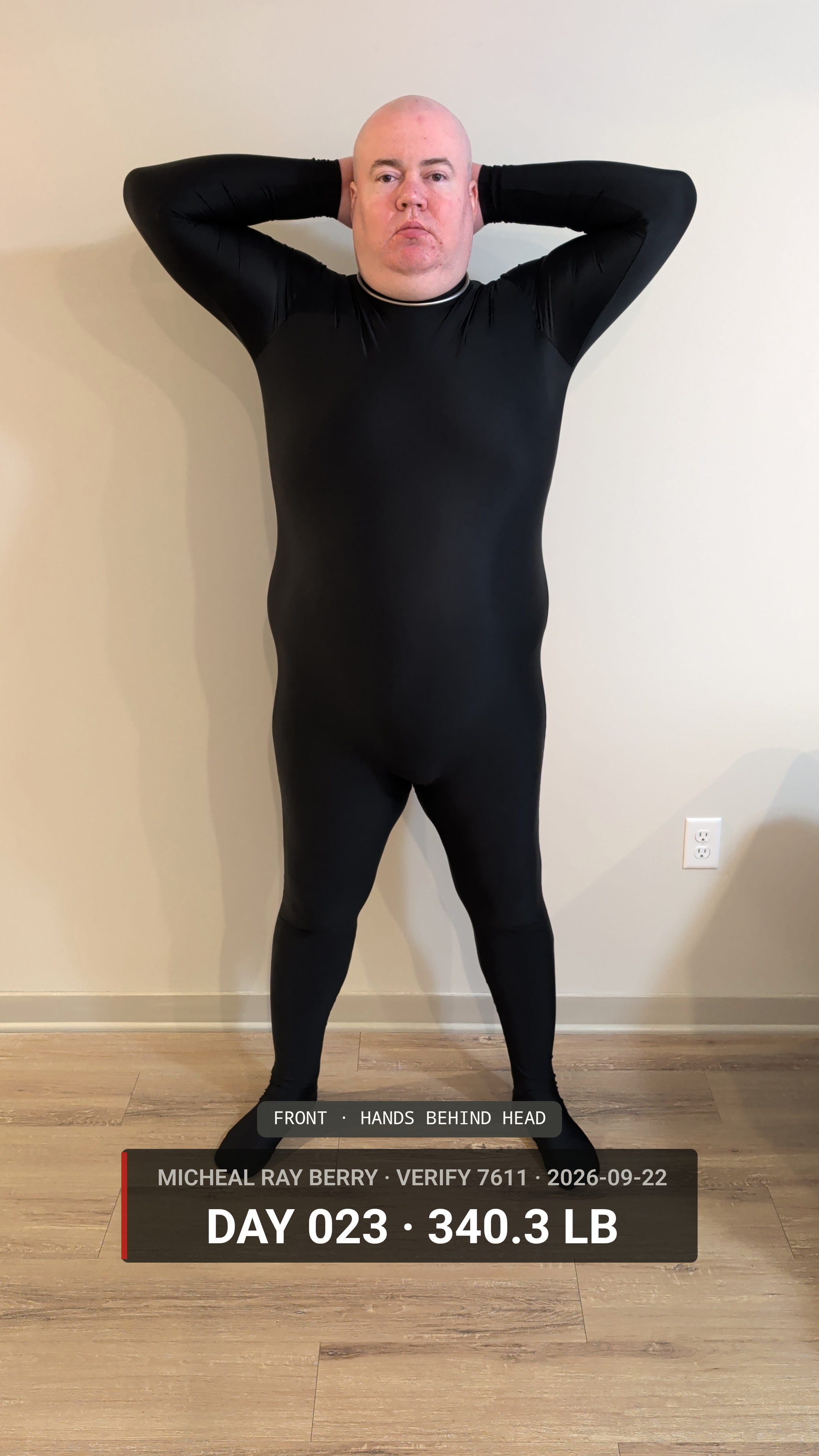 Micheal Ray Berry daily accountability photo — 2026-09-22, 340.3 LB, front view, public accountability record